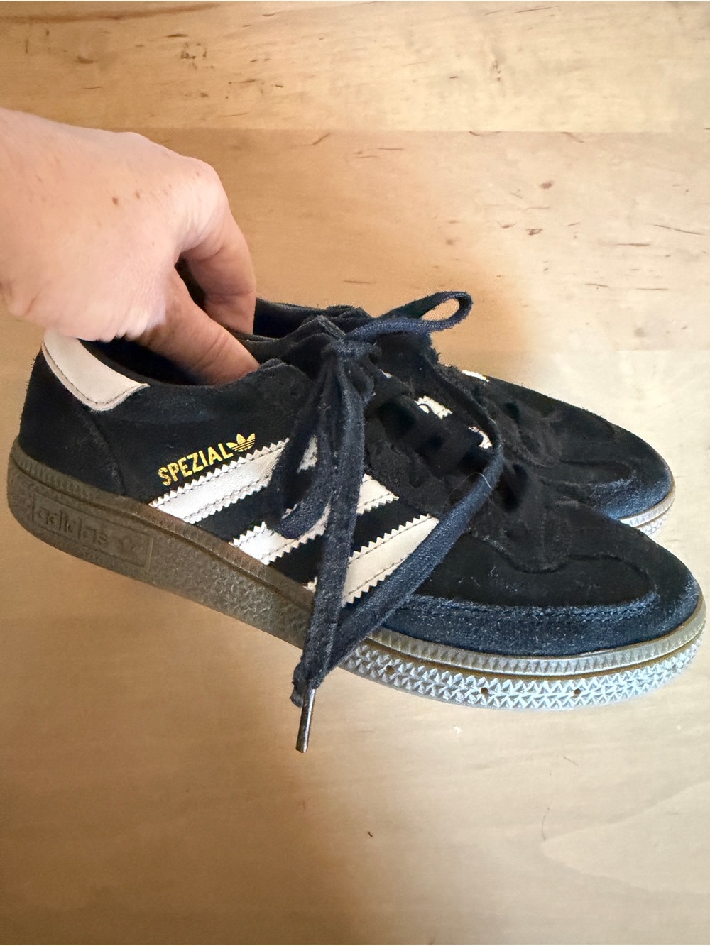 adidas Spezial kids Black Suede Sneakers with White Stripes